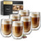 ElbFuchs® Doppelwandige Latte Macchiato Gläser Set [6x 350ml MILAN] Kristallklare Thermogläser doppelwandig | Ideal als Cappuccino Gläser | Kaffeegläser | Teegläser
