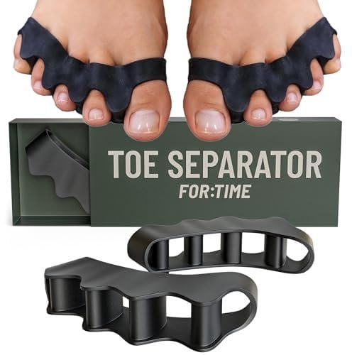 Ecarteur Orteil – 1 Paire Separateur Orteil en Gel pour Orteils Chevauchés – Redresseur Orteil – Toe Spacer en Silicone pour Correction de l’Hallux Valgus, Séparateur Orteil (NOIR, taille unique)