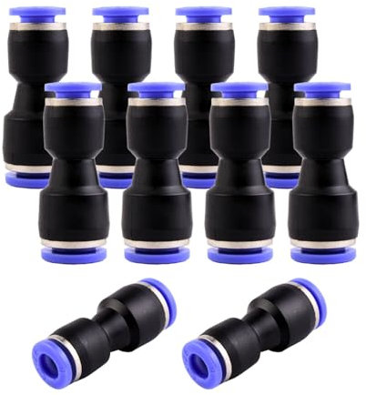 ANGEEK 10 pezzi di diametro del tubo 8 e 6 mm, connettori ad aria compressa, riduttori pneumatici push in attacco rapido per il collegamento ad aria e acqua