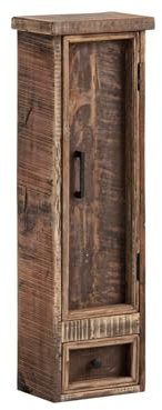 Woodkings Wandschrank Sumatra | schmaler Bad Hängeschrank 30x92x20 aus Altholz | Holzschrank ideal fürs kleine Badezimmer oder Gäste-WC | rustikaler Stil