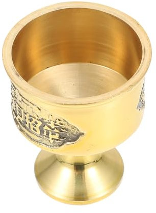 DECHOUS 1Pc Gottes Weinbecher Kupferbecher Himmelhafter Wasserbecher Kelch Tempel Versorgung Tasse Opferwasserbecher Mit Wasserhalter Buddha Tasse Buddhist Opferschale Anbietet