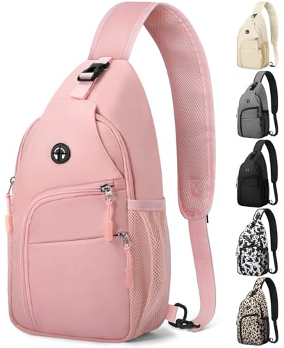 Pritent Crossbody Bags for Women Man Waterproof Sling Bag Backpack Trendy Casual Cross Body Bag with Convertible Shoulder Strap Chest Bag for Camping Hiking Travel Essentials (Pink, Large )