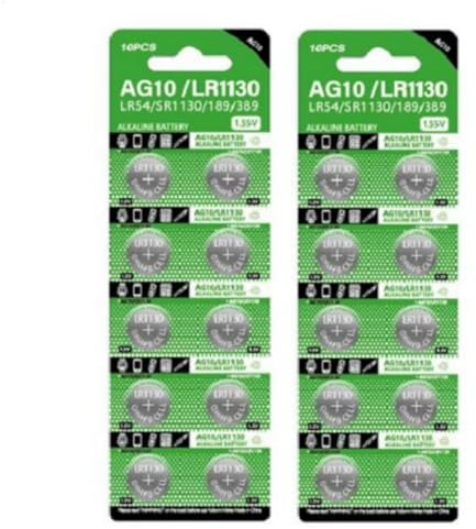 Lot de 20 piles bouton LR1130 anti-creeping - Petites piles rondes - Piles bouton de rechange - Piles bouton d'alimentation pour appareil - Batterie anti-creeping LR1130