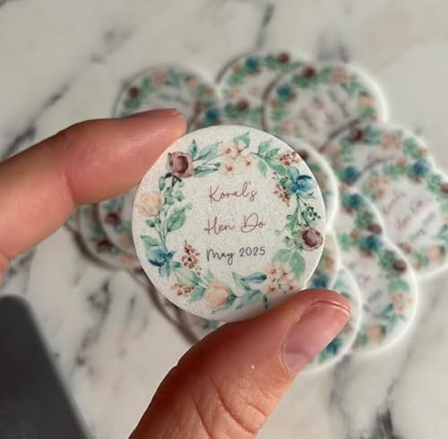 PRE-CUT Edible Personalised Wafer Rice Fondant Paper Cupcake Cocktail Drink Topper Wedding Floral Hen Do Party Celebration 3 Size Options 3.8cm, 4.5cm, 5.5cm