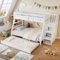 Merax Etagenbett 90/120 x 200cm, Kinderbett Hochbett mit Stauraumtreppe & Ausziehbett, Platzsparendes Stockbett mit 3 Lattenrost & Rausfallschutz, Multifunktionsbett Jugendbett, Ohne Matratze, Weiß