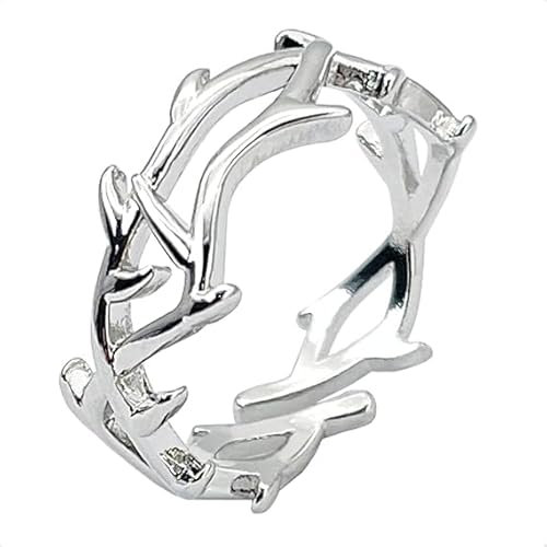 925 Sterling Silber Dornen Zweig Ring für Damen und Herren, Verstellbar Ehering, Verlobungsring, Freundschaftsring, Naturdesign, Unisex Schmuck, Geschenk für Sie und Ihn