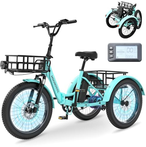 MOONCOOL E Bike Klapprad, 20 E Bike Herren Damen Mit 36V 20AH Akku, 250W Motor Elektrofahrrad, LCD-Display, Geschwindigkeit 25 KM/H, 167 KM Reichweite, IP65, 45 NM Electric Bike Mit GroßEn KöRben