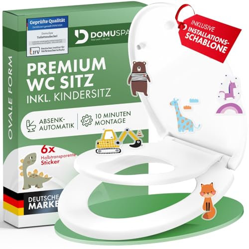 DomuSPA Toilettendeckel - WC Sitz mit Absenkautomatik - antibakterieller Toilettensitz Kinder + Quick-Release Funktion - Kinder Toilettensitz - Klodeckel mit Kindereinsatz - WC Sitz Kinder