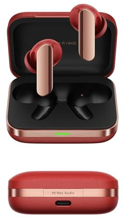 realme Buds Air 7 Pro Cuffie Bluetooth Wireless, Traduzione Vocale AI in Tempo Reale, Driver Dual-DAC, 48 h di Riproduzione, ANC 53 dB, Audio Spaziale, IP55, Rosso Fiammeggiante