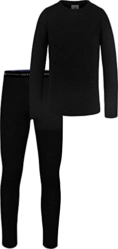 normani Kinder Merino Thermounterwäsche aus 100% Bio-Merinowolle Sportunterwäsche Ski-Funktionsunterwäsche Winter Ski-Set Langarmshirt und Unterhose für Jungen und Mädchen