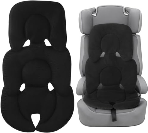 Kopf- und Körperstützkissen für Autositze, 22,8 x 15 Zoll, doppelseitiges Design mit atmungsaktivem Netzgewebe und kuscheligem Fleece für Kleinkinder, maschinenwaschbar, schwarz