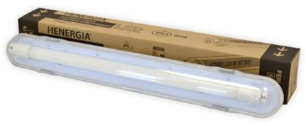 KOMBO HENERGIA - Plafoniera Stagna LED IP65 60 cm con 1 Tubo LED Incluso, 9W, Luce Naturale 4000K, 990 Lumen, Diffusione 120°, Corpo Antiurto e Impermeabile – Ideale per Garage, Cantine, Magazzini