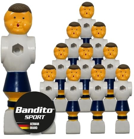 Kickerfigur Champion, 2-farbige Soccer-Figur universell passend für alle Tischkicker-Stangen mit Ø 16 mm, gerillte griffige Fußfläche, robust, Team Set mit 11 St. rot und blau