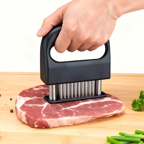 Meat Tenderizer Tool 48 Stainless Steel Needle Blades | Ultra Sharp 48-Pin Steak Tenderizer for Beef Pork Chicken Turkey Fish with Non-Slip Handle Dishwasher 304 Stainless Steel