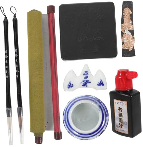 Hemobllo Ensemble de Calligraphie Chinoise Tapis Réutilisable en Tissu Non Tissé pour Débutants, et Pinceau Fin Pratique Calligraphie Détente