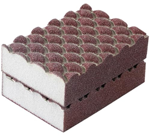 HANABASS 2pcs Reusable Brown Emery and Sponge Scrubbing Tabletops and Walls Compact Wok Sponges Household Cleaning Tools for Kitchen and Dish Scrubber