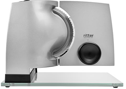 ritter sono 1 mit weißer Glasplatte Elektrischer Allesschneider & Brotschneidemaschine aus Metall, Made in Germany