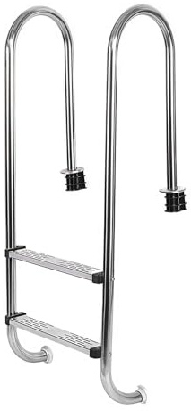 Scala Per Piscina Interrata a 4 Gradini, Montaggio a Bordo Piscina, In Acciaio Inox, Gradini Antiscivolo, Capacità Di Carico Massima 200 Kg (440 Libbre). (2 Steps)