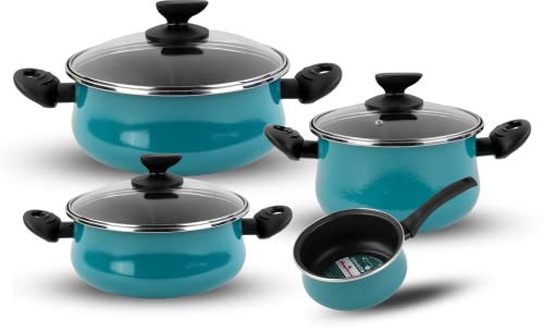 MAGEFESA Country Batería de acero esmaltado, Apta para todo tipo de cocinas, Incluida inducción, Verde Agua, 24 cm