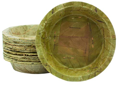 TAPARI Large Disposable Leaf Bowls - 20 Pack, 7.5 Inch - Sturdy & Eco-Friendly - Home Compostable & Biodegradable for Parties - Soup, Hot & Cold Food - Sal Leaf - 13 Fl Oz