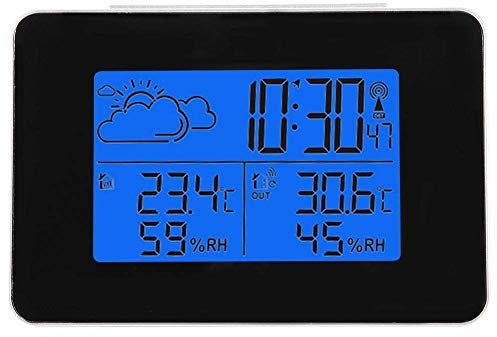 Stazione Meteo, Automatica Digitale Wireless Meteorologica con Ampio Schermo LCD Display Sveglia Tempo Data Temperatura umidità Previsioni di Tempo con Sensore Esterno