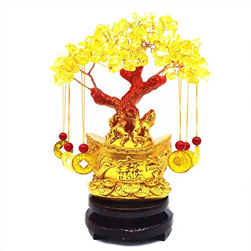 Colorsheng Feng Shui Citrin Quarz Kristall baum Bonsai Stil Dekoration für Glück und Reichtum (Yuan Bao)