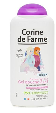Corine de Farme - Gel Douche Extra-Doux La Reine des Neiges 2 Disney - Gel Lavant 2-En-1 Corps et Cheveux pour Enfant - Formule Peau Sensible, ne Pique pas les Yeux - Flacon Recyclable 300ml