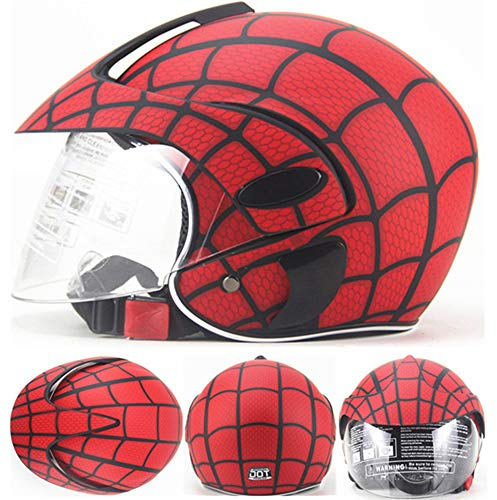 TOPLOOS Motocross Helmet for Kids,Motorcycle Helmet for Children,Boys & Girls,Bicycle,Scooter,Outdoor Sports,Sun Visor,Gift,for 3-10 Years Old,48~52 CM,Bright Web,Red