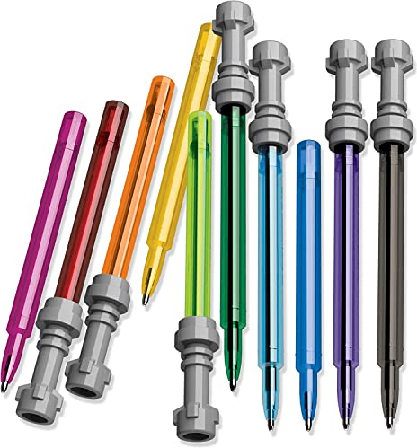 IQ Papelería LEGO Star Wars: Bolígrafo de gel con forma de sable láser, paquete de 10 - edición multicolor Cap-Off