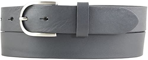 BELTINGER Damen-Gürtel aus Vollrindleder 3 cm | Leder-Gürtel für Damen 30mm | Chino-Gürtel mit runder Gürtelschließe | Dunkelgrau 95cm