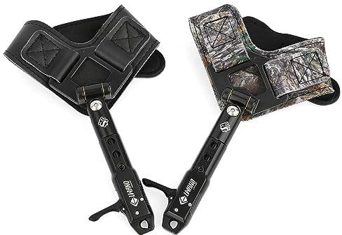 limaity Bogenschießen Compound Bogen Release Sehnenauslöser Aids Aluminiumlegierung Bow Grip Caliper, Outdoor 360 Rotating mit Verstellbar Handschlaufe Spannhilfen für die Jagd (Tarnung)