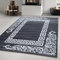 Carpetsale24 Kurzflor Teppich 240x340 cm, Modern Mäander Design in Grau Weiß, Pflegeleicht, ideal für große Wohnräume, Loftbereiche oder Konferenzzimmer