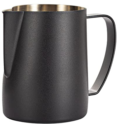 Dianoo Milk Frothing Pitcher, 350ml Stainless Steel Espresso Steaming Pitcher, Coffee Cappuccino Barista Steam Pitchers Milk Jug Latte Art, Black