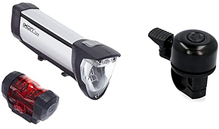 Busch + Müller Fahrradlicht Set & Fischer Mini Fahrradglocke, schwarz, One Size