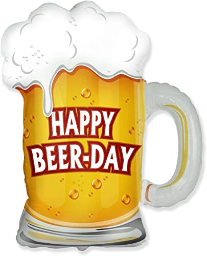 Flexmetal XL Supershape Happy Beer-Day Foil Balloon 27 x 25 Suitable for Air or Helium Perfect Birthday Party Decoration