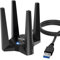 AX1800 USB WiFi Dongle, WAVLINK WiFi 6 Dongle with Dual Band 5GHz+2.4GHz, OFDMA, WPA3, MU-MIMO, 4x3dBi High Gain Antennas, USB WiFi Adapter for PC Desktop, for Windows 11/10 ONLY, Magnetic Base Design