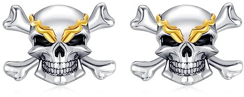 Totenkopf-Ohrringe für Damen, 925er-Sterlingsilber Halloween-Kreuzknochen-Totenkopf-Ohrstecker Gothic-Skelett-Piraten-Ohrringe Halloween-Schmuck Geschenke