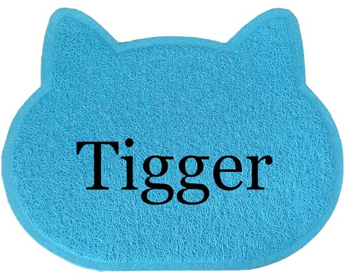 Personalised Cat Feeding Mat, Cat Gift, Cat Present (Blue)