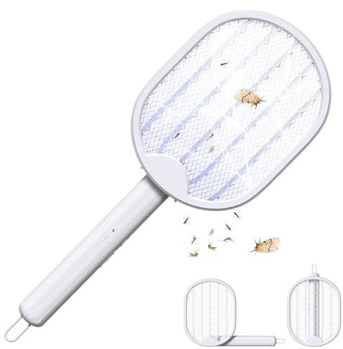 Electric Fly Swatter Foldable Electric Fly Zapper USB-C Rechargeable Fly Zapper Indoor Fly Swatter