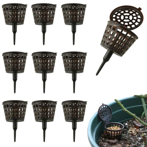 TopHomer 10 cestas de fertilizantes para bonsái con tapa, macetas grandes de jardín para vivero, tazas de nutrición, caja de fertilizante automática para orquídeas, suculentas, plantas pequeñas