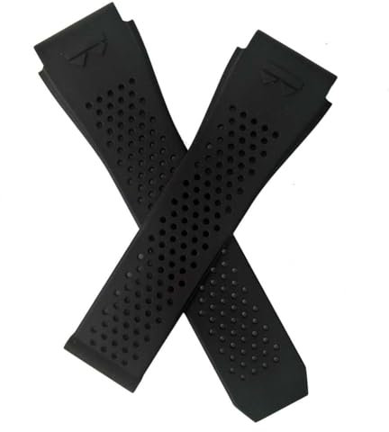 Schwarzes FKM-Gummi-Uhrenarmband mit Schnellverschluss-Mechanismus für TAG Heuer Connected E3 und E4 45 mm Smartwatches.