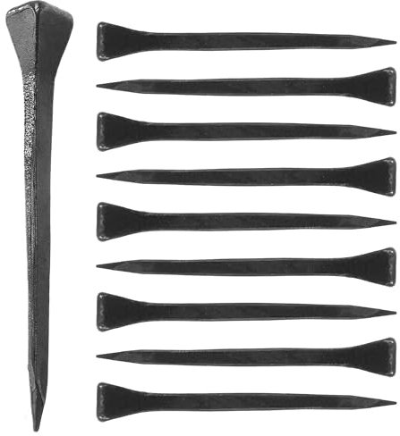 Set di 10 chiodi forgiati come unghie a ferro di cavallo, loft antico vintage, superficie nera (50 mm)