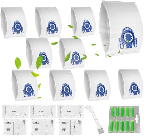 10 Vacuum Dust Bags for Miele Hoover Bags Replacement, for Miele GN 3D Classic C1, Complete C2 C3, S400i, S600, S800, S2000, S5000, S8000 Series w/6 Filters, 10 Freshener Sticks & 1 Brush