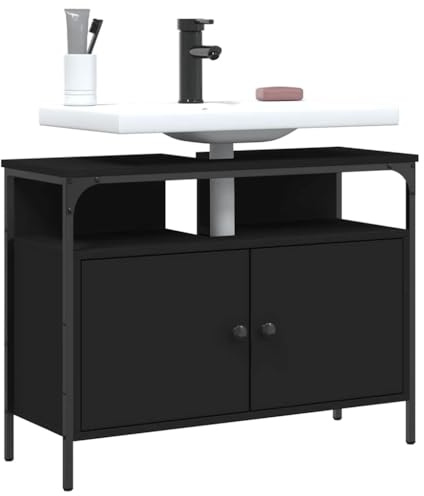 GCHDHAPB Home-Cabinets & Storage, Waschtischunterschrank, Badezimmer-Waschtisch, Waschbeckenschrank, schwarz, 80 x 30 x 60 cm, Holzwerkstoff