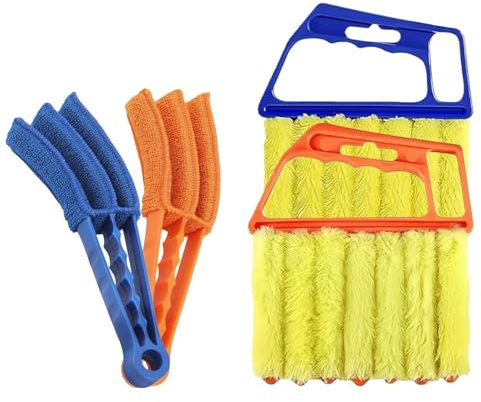 4-Piece Blinds Cleaner Set – 2x 7-Finger Dusting Brushes & 2x Deep-Cleaning Brushes – for Venetian Blinds, Window Slats, AC Vents – Reusable, Lightweight, Handheld Dust Remover Tool