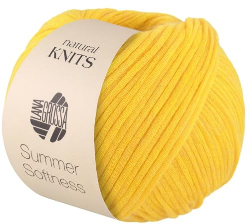 LANA GROSSA Summer Softness | Zartes Baumwollschlauchgarn, voluminös gefüllt mit flauschigen Merinofasern | Handstrickgarn aus 80% Baumwolle (Bio) & 20% Schurwolle | 50g / 130m FB 21