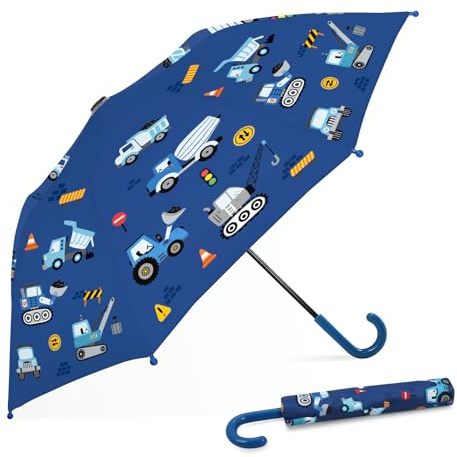alldomess Regenschirm Kinder Stockschirm mit Schirmhülle Faltbarer Leicht | Faltbarer Kinderschirm Sturmfest, Leicht Stabil, Tragbarer Taschenschirm für Junge Mädchen zu Schule, Reisen und Draußen