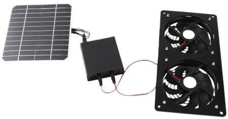 TOPINCN Kit Ventilateur Double Métal à Énergie Solaire avec Batterie | Ventilateur d'Extraction Solaire, IPX7, Pour Poulailler, Niche pour Chien, Grange, Hangar, Serre