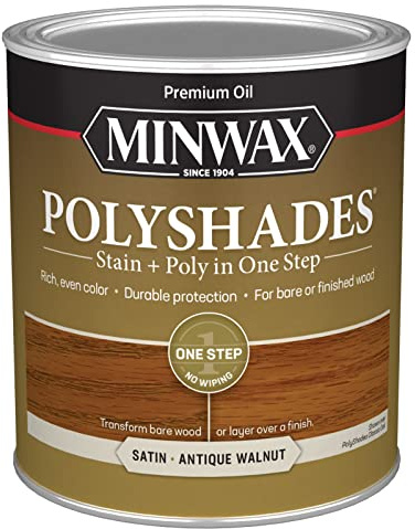 Minwax PolyShades Wood Stain + Polyurethane Finish – Quart, Antique Walnut, Satin