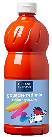 Lefranc Bourgeois - Gouache liquide Redimix pour enfants - Bouteille 1L - Vermillon